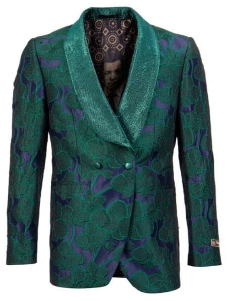 Mens Green Color Polyester Blazer