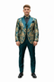 Green and Gold Paisley Floral Wedding Tuxedo Suit with Matching Vest