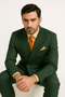 Rockefeller Collection - Double Breasted Stripe Suit Hunter Green Regular Fit 2 Piece