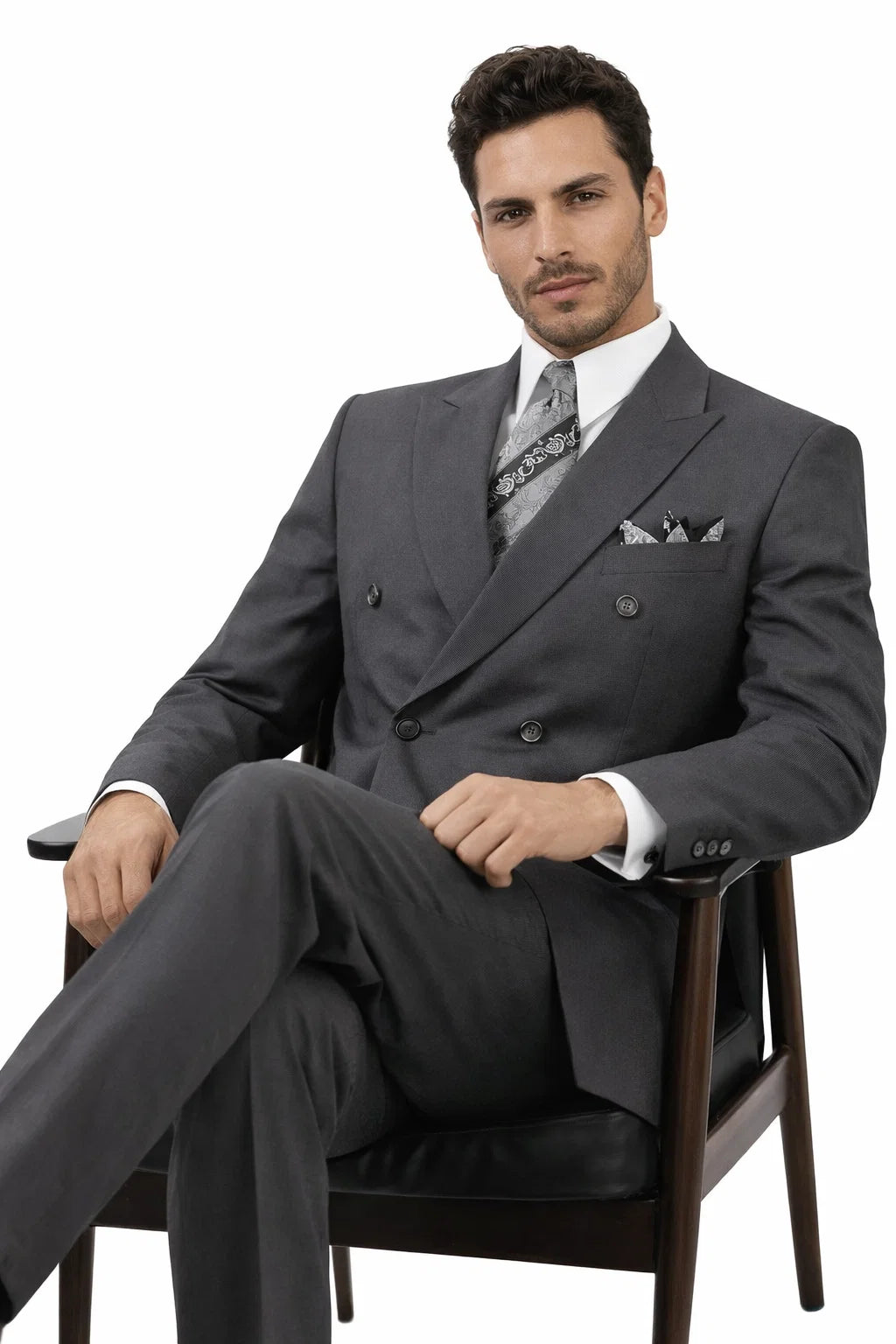 Grey Double Breasted Suit 