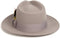 Gangster 100% Australian Wool Crushable Mens Fedora Hat - Removable Feather Gangster  Light Grey Mens Fedora Hat