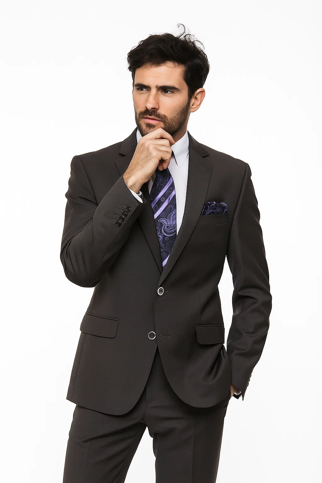 Grey Modern Fit Suit for Men