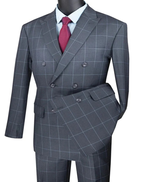 1920's Mens Vested Bold Gangster Vintage Plaid Suit With White Vest in Grey