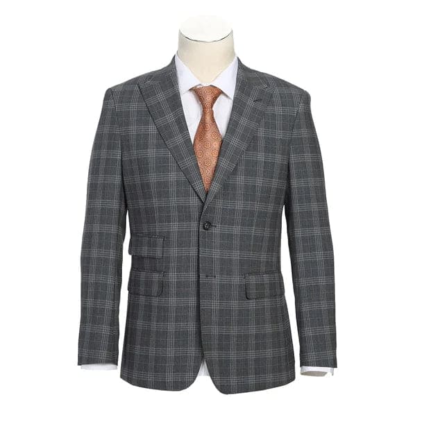 Wool Stretch Double Breasted Slim Fit Grey
