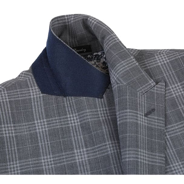 Wool Stretch Double Breasted Slim Fit Grey