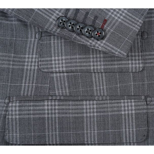 Wool Stretch Double Breasted Slim Fit Grey