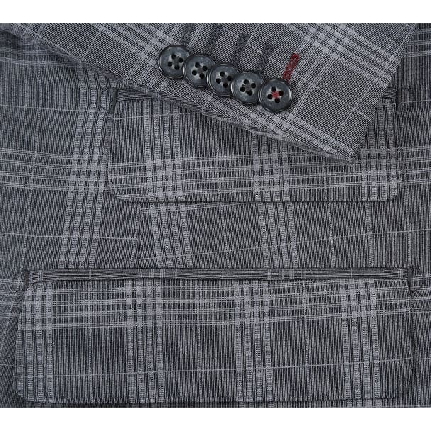 Wool Stretch Double Breasted Slim Fit Grey