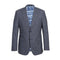 Wool Silk and Linen Double Breasted Slim Fit Grey and Blue Windowpane