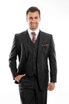 Black Wool Modern Fit 3 Piece 2 Button Suit