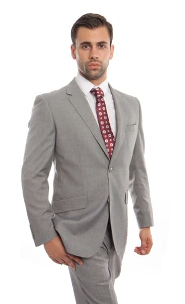 Grey Wool Twill Modern Fit   2 Button  Suit