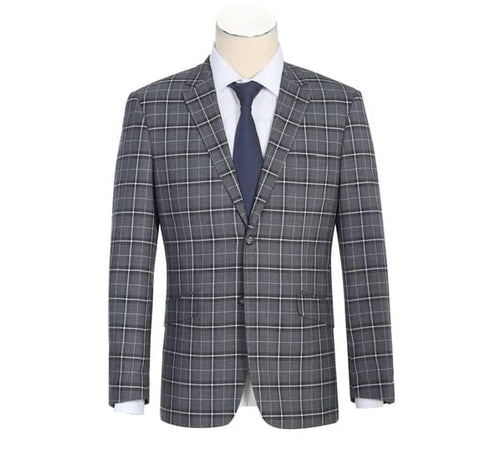 Renoir Clothing - Renoir Suit - Renoir Fashion - Stretch Performance 2-button Classic Fit Grey and White Check Renoir Suit