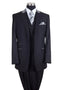 Mens Vested Peak Lapel with Contrast Collar Suit in Black/Grey