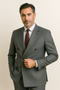 Gray Pinstripe Double Breasted Modern Fit Suits For Men Atlas