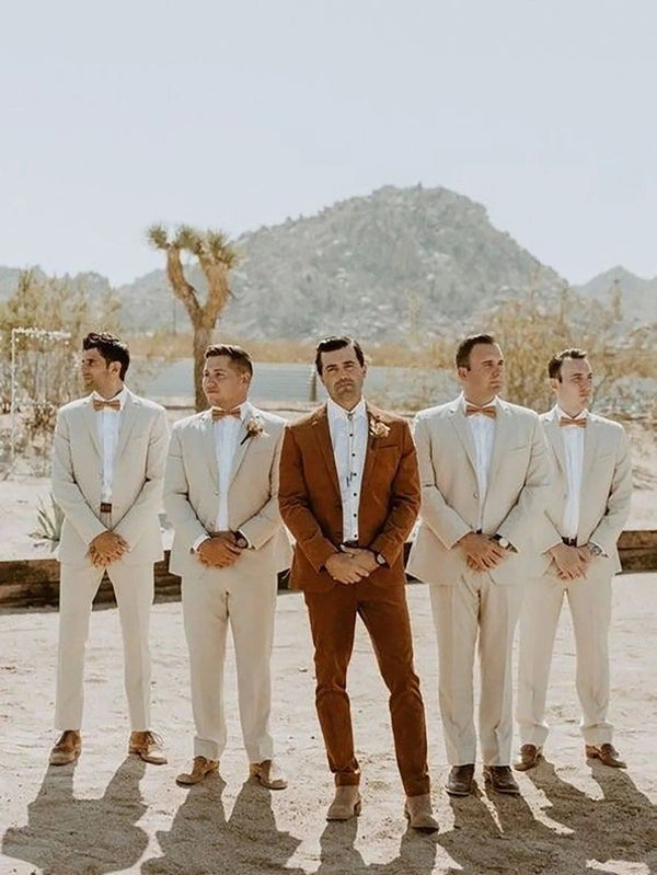 Champagne Wedding Suits Groomsmen Tuxedos Alberto Nardoni