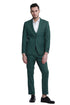 "Sharkskin Wedding Suit: Men's Slim Fit Double Breasted Vest in Hunter Green"