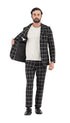 Mens Vested Gangster Plaid Pattern 1920's Plaid Suit in Black