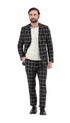 Mens Vested Gangster Plaid Pattern 1920's Plaid Suit in Black