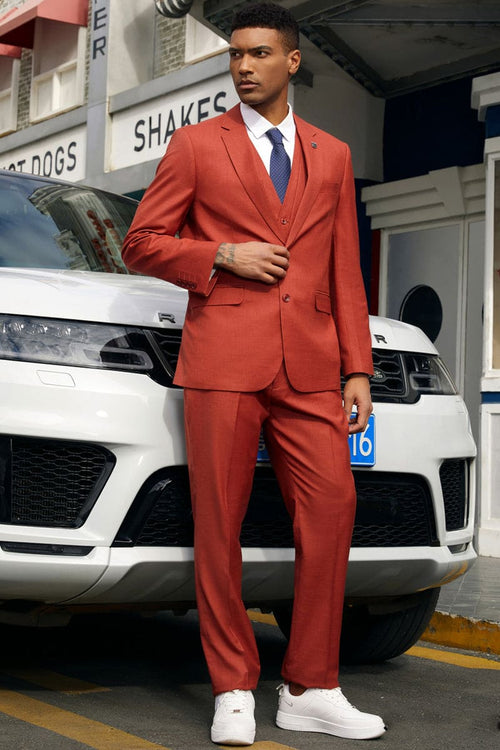 Mens Stacy Adams Suit -Stacy Adams Suit Men's Fancy Two-Button Vested Suit in Rust