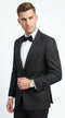 Men’s Black Floral Patterned Tuxedo Jacket, Formal Wedding Prom Dinner Blazer with Shawl Lapel