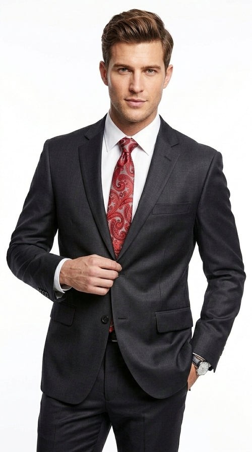 Men’s Black Extra Long Suit, Classic Formal Wedding Business Dress Suit Set