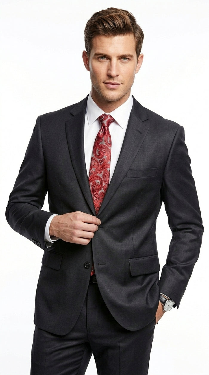 Men’s Black Extra Long Suit, Classic Formal Wedding Business Dress Suit Set