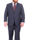 Mix And Match Suits Men's Heather Blue Two Button Portly Fully Lined Suit Executive Fit Suit - Mens Portly Suit