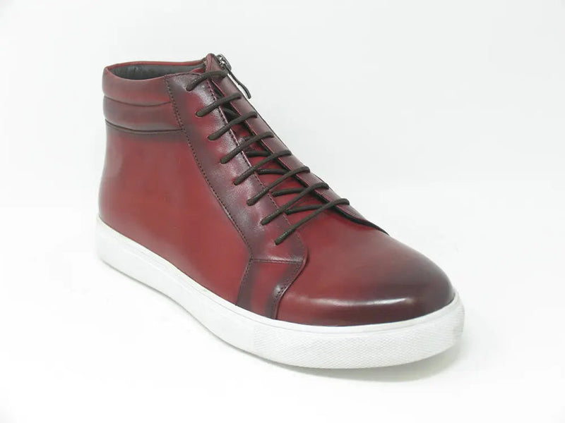 Carrucci High Top Side Zipper Leather Sneaker