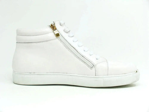 High Top Side Zipper Leather Sneaker Carrucci