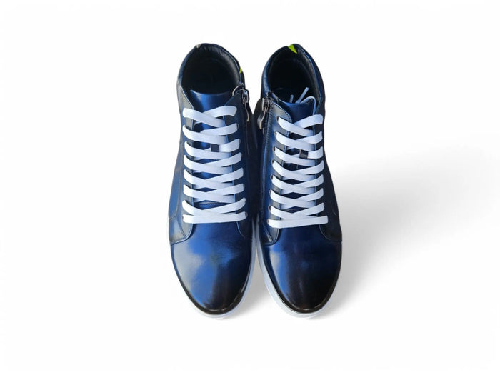 Carrucci High Top Side Zipper Leather Sneaker