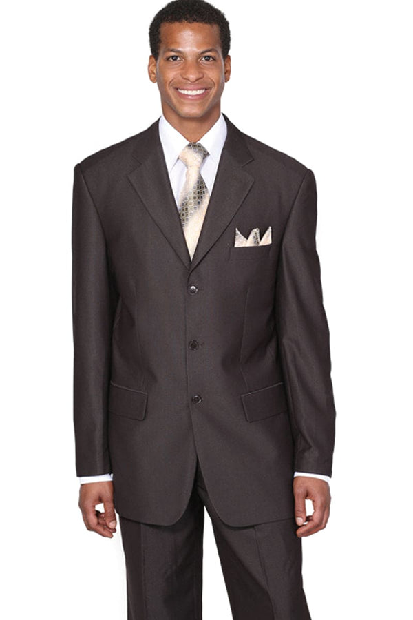 "Classic Men's 3-Button Wool Feel Suit - Designer Brand - Brown by Mens Classic"