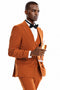 "Orange Rust Men's Pinstripe Suit - One Button Vested Wide Peak Lapel"