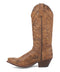 Laredo Women's Reva boot: Tall, pointed, brown textured design. Decorative stitching adorns the upper. Features a stacked heel.
