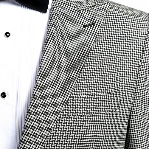 Mens Slim Fit Houndstooth Peak Lapel 2pc Suit