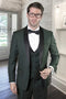 Dark Green Tuxedo - Men's Designer Wool Shawl Double Breasted Hunter green Vest