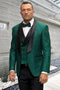 Dark Green Tuxedo - Men's Designer Vested Floral Lace Wedding Hunter Green Tuxedo