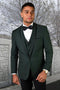 Dark Green Tuxedo - Men's Designer Vested Satin Trim Shawl Wedding Hunter Green Prom Tuxedo