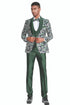 Dark Green Tuxedo - Men's Slim Fit One Button Vested Paisley Shawl Lapel Prom Hunter Green Tuxedo