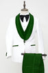 Dark green Tuxedo - Men's Vested White Paisley Wedding & Prom Hunter Green Tuxedo