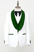 Dark green Tuxedo - Men's Vested White Paisley Wedding & Prom Hunter Green Tuxedo