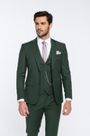 Slim Fit Business Men's Suit 3 Piece 2 Button in Hunter Green