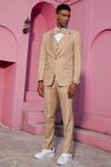 "Mens Stacy Adams Suit -Stacy Adams Men's Plaid Suit with Paisley Vest & Bow Tie - Khaki"