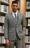 Men's Hybrid Fit Jacket Vested One Button Peak Lapel Designer Suit in Dark Green