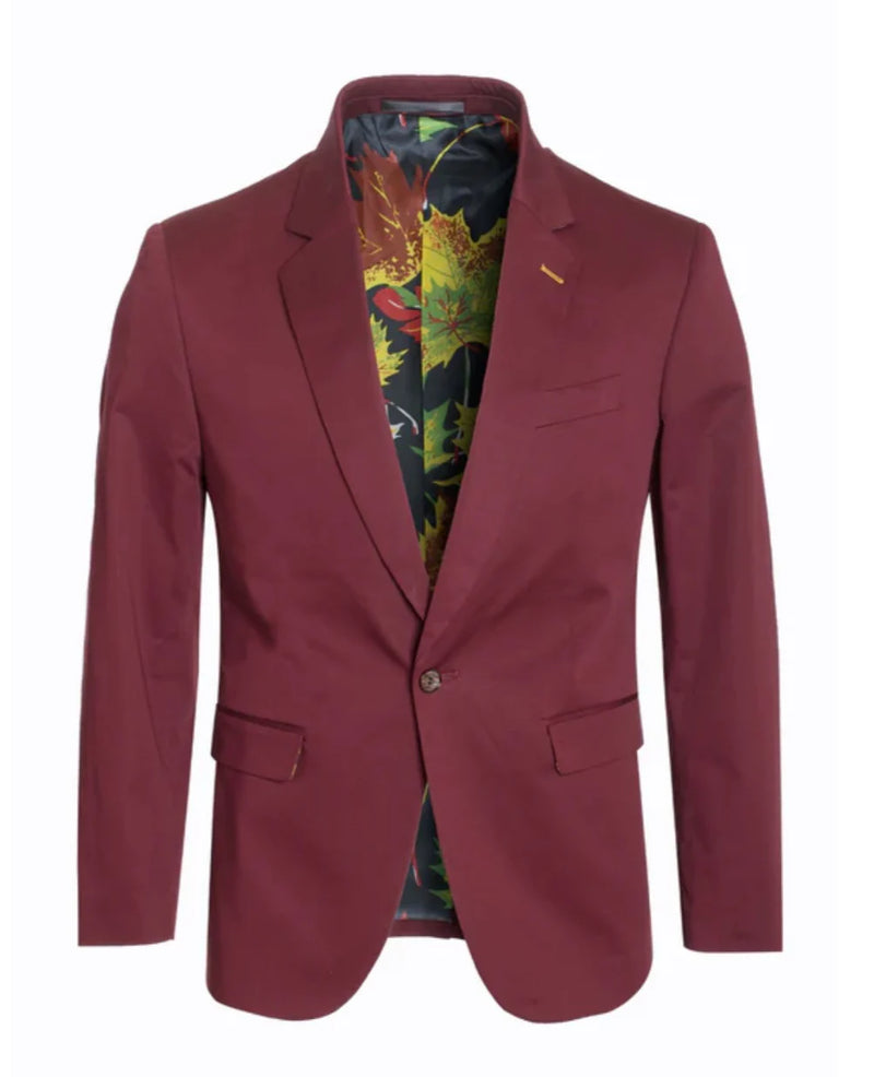 Men's Burgundy Blazer Slim Fit Sport Coat for Weddings, Proms & Special Occasions