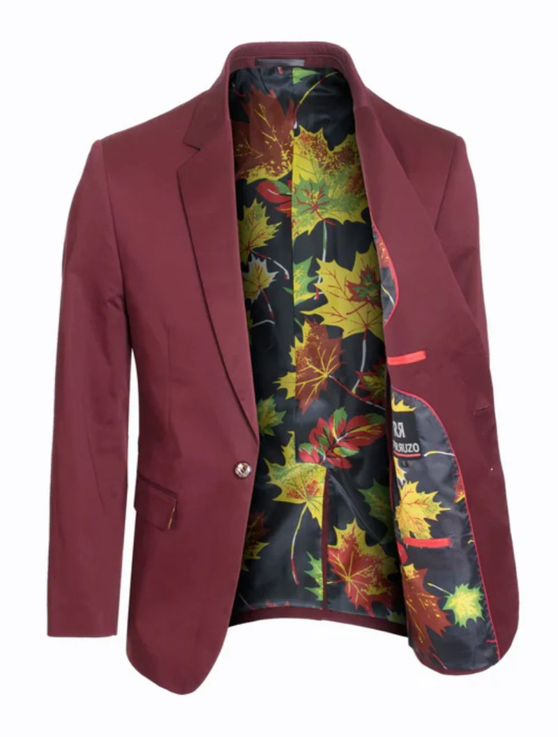 Men's Burgundy Blazer Slim Fit Sport Coat for Weddings, Proms & Special Occasions