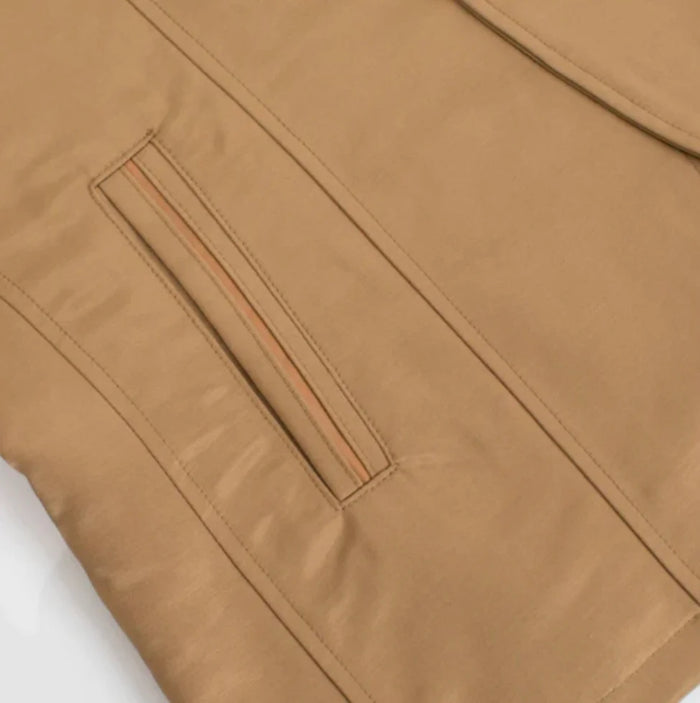 Men's Western Khaki Blazer Slim Fit Shiny Finish Beige Sport Coat for Weddings & Formal Events