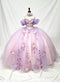 Chicas HF3127 Modern Printed Blush BallDress Floral Floor-Length Tulle Dress