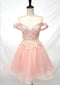 Chicas C359 Romantic Printed Formal Blush Illusion Floral Tulle Dress
