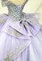 Chicas HF3123 Elegant Silver BallDress Sweetheart Floor-Length Embroidered Tulle Dress