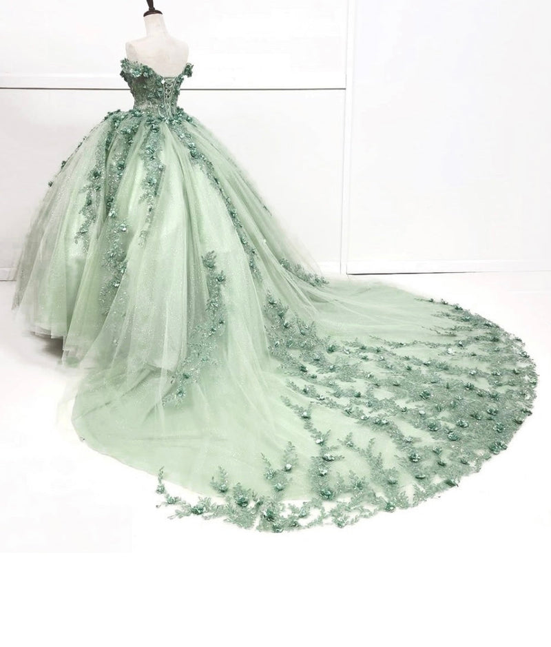 Chicas HF3102 Printed BallDress Floral Floor-Length Corset Appliqué Tulle Dress
