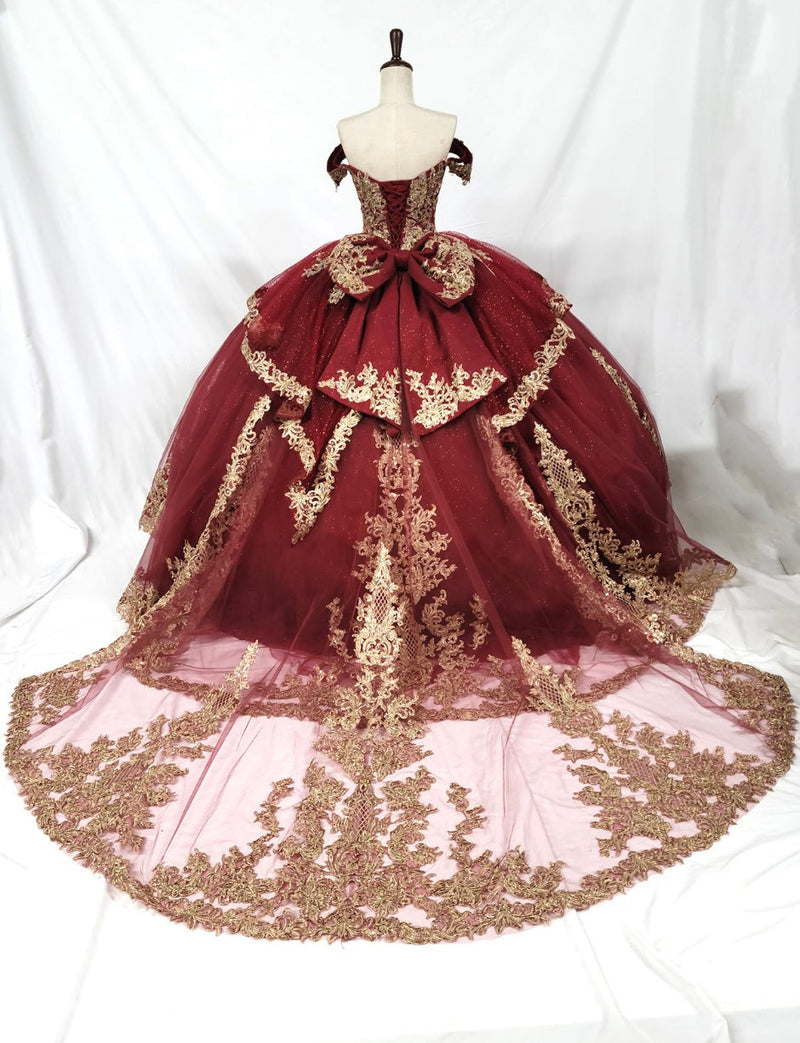 Chicas HF3120 Modern Glitter Royal BallDress Floor-Length Embroidered Tulle Dress